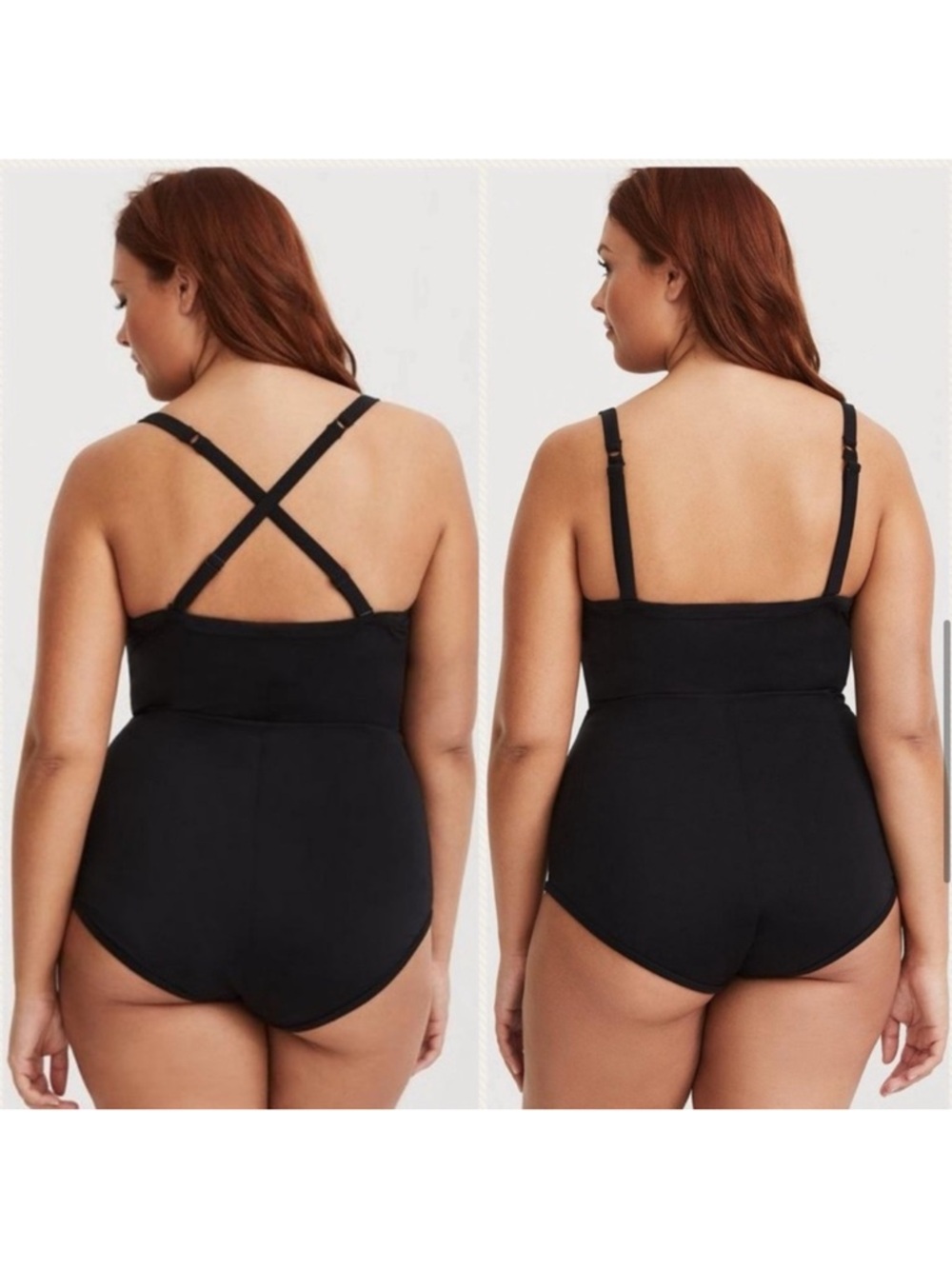 Torrid Black One-Piece Swim with Hot Pink Lattice Accents - Picture 3 of 6
